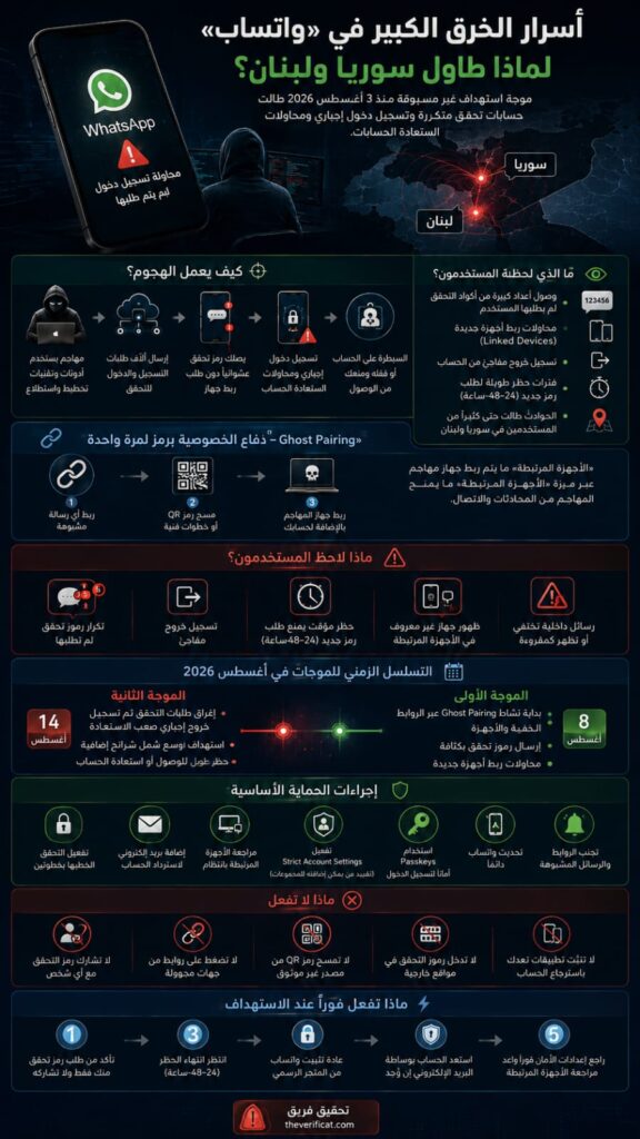 محاولات إغراق رموز التحقق على واتساب تضرب لبنان وسوريا