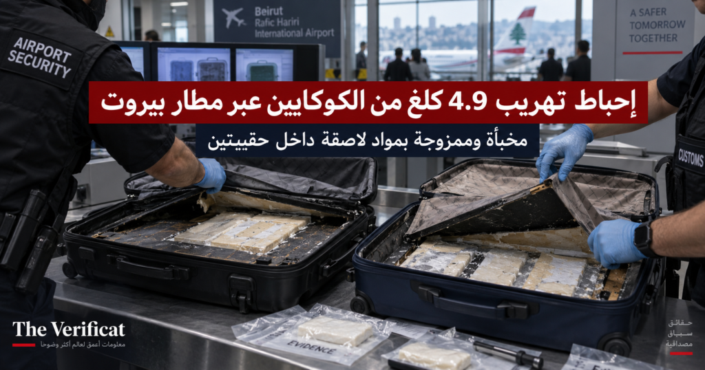 إحباط محاولة إدخال 4.9 كلغ كوكايين مخلوط بمواد لاصقة عبر مطار بيروت